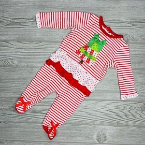 Baby essentials 3m one piece footie outfit pajamas romper w tag Christmas tree